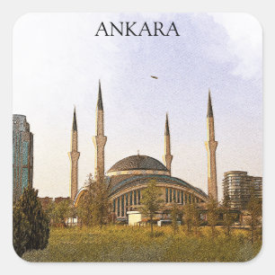 Classic Ankara Turkey Kocatepe Moschee Quadratischer Aufkleber