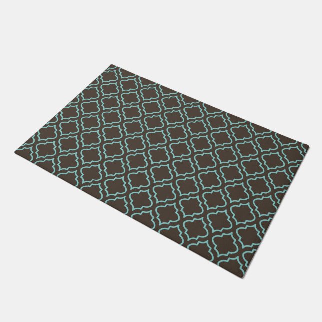 Classic Aqua Brown Doormat Rug Fußmatte (Schrägansicht)