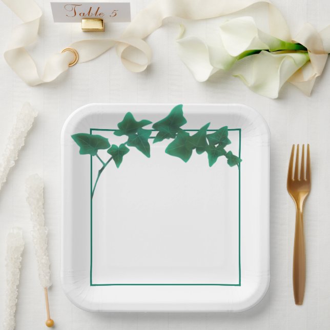 Classic Aquarell Green English Ivy Pappteller (Hochzeit)