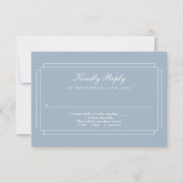 Classic Art Deco Dusty Blue Wedding RSVP Karte