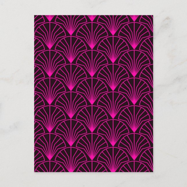 Classic Art Deco Pattern in Pink and Black Postkarte (Vorderseite)