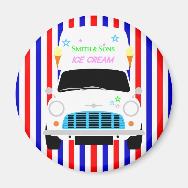 Classic Austin Mini Eis Van Magnet (Vorne)