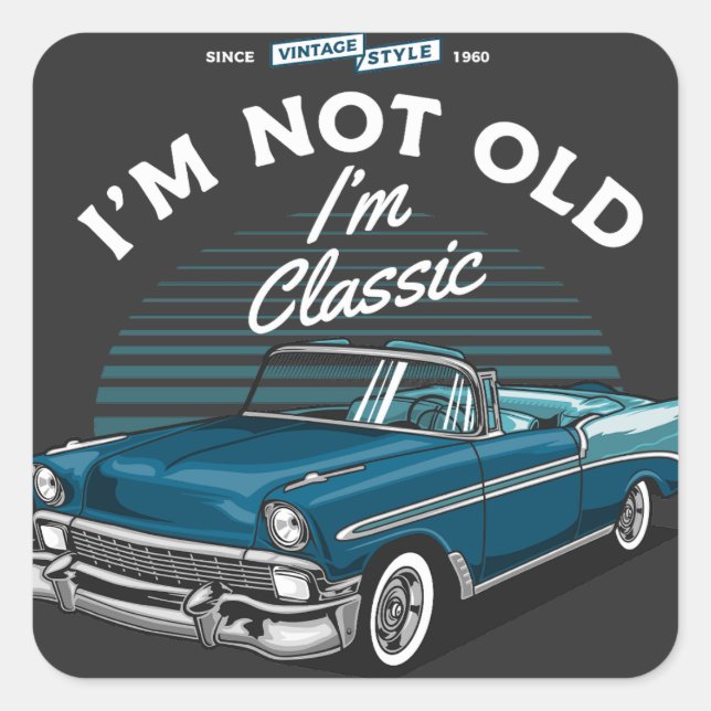 CLASSIC AUTO CHEVY BEL AIR CONVERTIBLE 1956 QUADRATISCHER AUFKLEBER (Vorderseite)