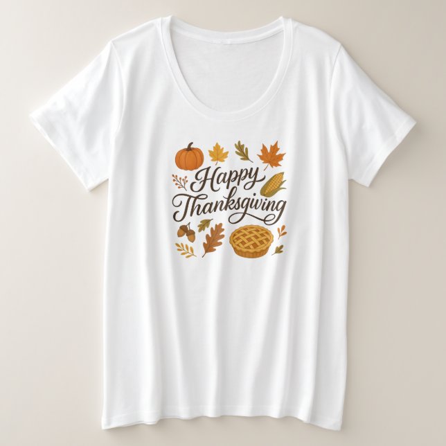 Classic Autumn/Thanksgiving  Große Größe T-Shirt (Design vorne)