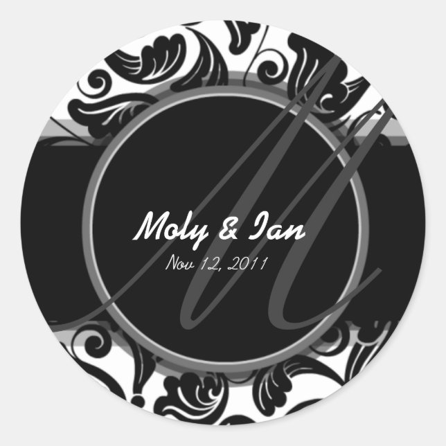 Classic B&W Save the Date Aufkleber für Hochzeiten (Vorderseite)