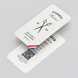 Classic Barbershop Barber Red White Blue Modern Visitenkarte