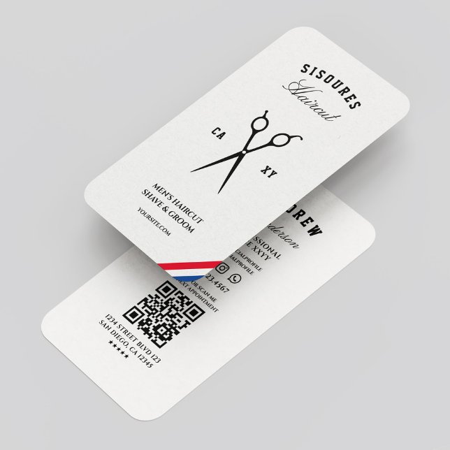 Classic Barbershop Barber Red White Blue Modern Visitenkarte (Classic Barbershop Barber Red White Blue Modern Business Card
)