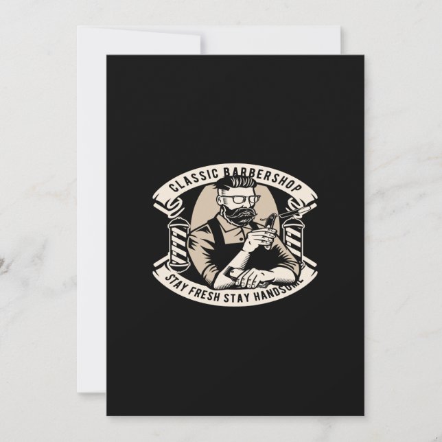 classic barbershop stay fresh stay handsome einladung (Vorderseite)