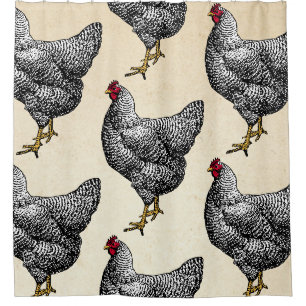 Classic Barred Plymouth Rock Chicken Hen Duschvorhang