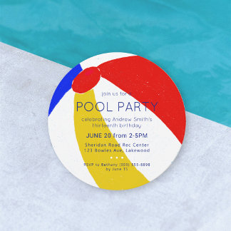 Classic Beach Ball Party Geburtstag Einladung