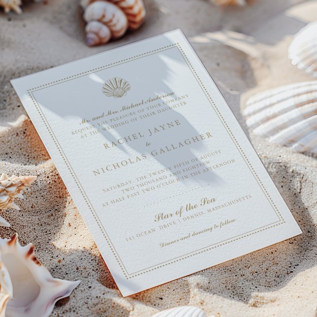 Classic Beach Muschel Wedding Einladung (Von Creator hochgeladen)