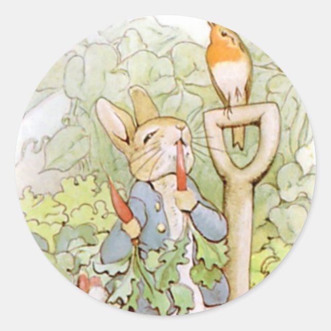 Classic Beatrix Potter Niedlich Bunny Runder Aufkleber (Vorderseite)