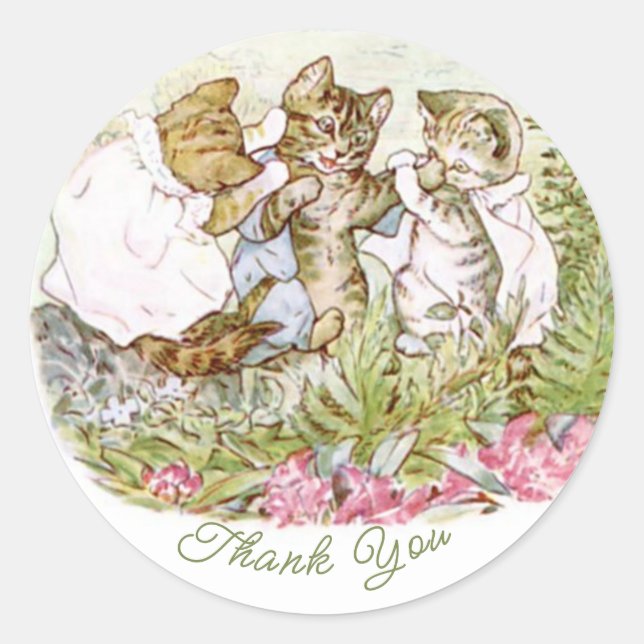 Classic Beatrix Potter Niedlich Kitten Runder Aufkleber (Vorderseite)
