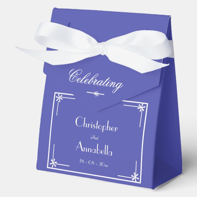 Classic Beautiful Blue Chic Script Vielen Dank Geschenkschachtel (Vorderseite)