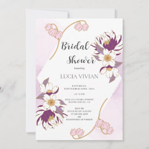 Classic Beautiful Lila Lotus Brautparty Einladung