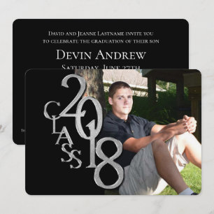 Classic Black 2018 Photo Graduation Invitation