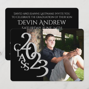 Classic Black 2023 Photo Graduation Invitation