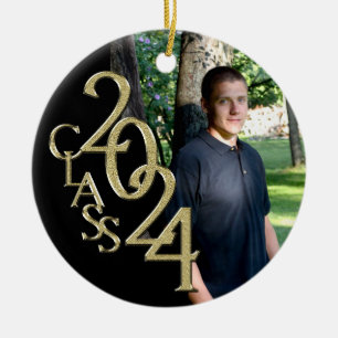Classic Black 2024 Graduate Foto Keramikornament