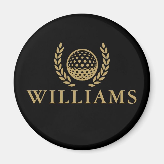 Classic Black And Gold Personalized Name Monogram Magnet (Vorne)