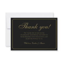 Classic Black and Gold Wedding Dankeschön Karten