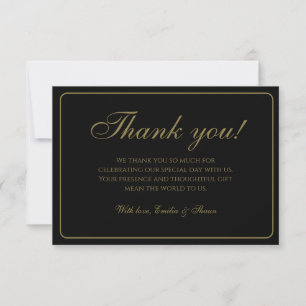 Classic Black and Gold Wedding Dankeschön Karten