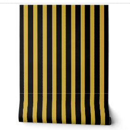 Classic Black and Metallic Gold Striped Stylish Tapete