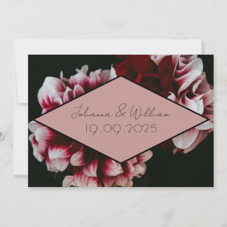 Classic Black and Pink Peonies Save The Date