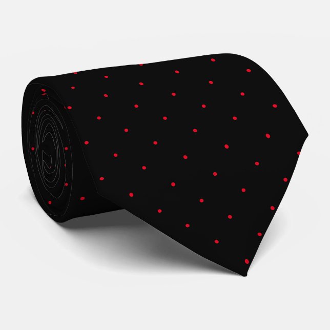 Classic Black and Red Polka Dot Krawatte für Ihn (Gerollt)