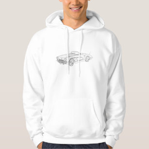 Classic Black and White 1958 Chevy Corvette Art Hoodie