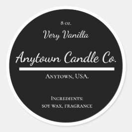 Classic Black and White Candle Jar Label Runder Aufkleber