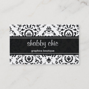 Classic Black and White Damask Business Card Visitenkarte