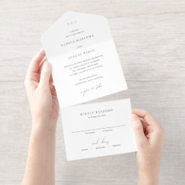 Classic Black and White Elegant Wedding All-in-One-Einladung