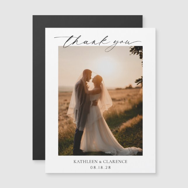 Classic Black and White Elegante Wedding Vielen Da Magneteinladung (Vorne/Hinten)