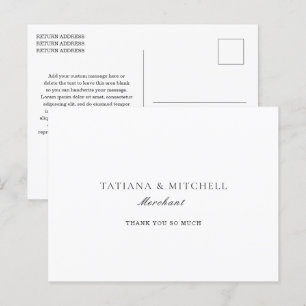 Classic Black and White Elegante Wedding Vielen Da Postkarte