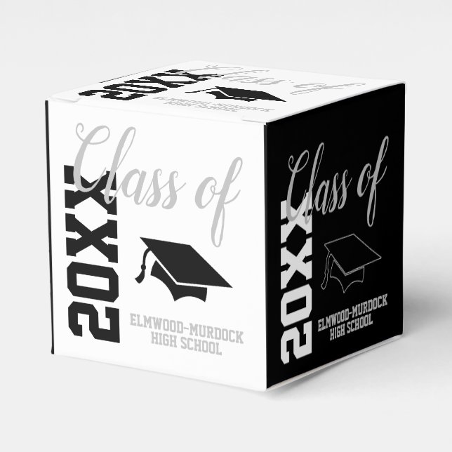 Classic Black and White Graduation Party Geschenkschachtel (Vorderseite)