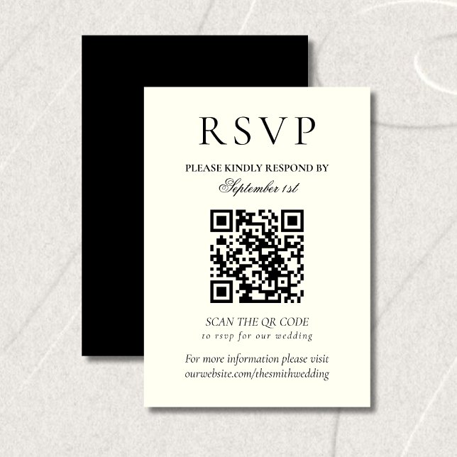 Classic Black and White Minimalist Wedding QR Code RSVP Karte (Classic Black and White Minimalist Wedding QR Code RSVP Card)