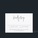 Classic Black and White Modern Wedding RSVP Karte<br><div class="desc">Elegant wedding rsvp card featuring a classic design with modern typography.  This design is part of a wedding invitation suite featuring a clean and simple design layout which works well whether you are having a formal wedding or a more casual wedding.</div>