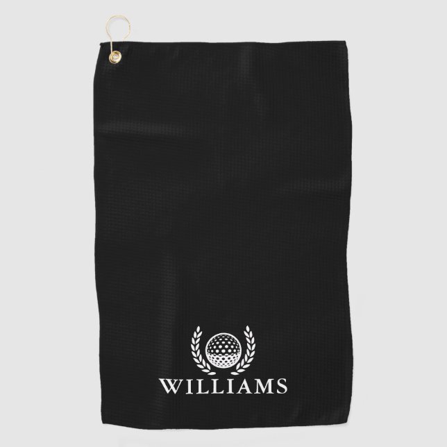 Classic Black And White Personalized Name Monogram Golfhandtuch (Vorderseite)