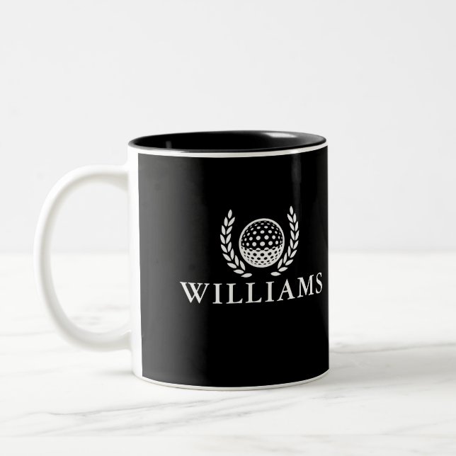 Classic Black And White Personalized Name Monogram Zweifarbige Tasse (Links)