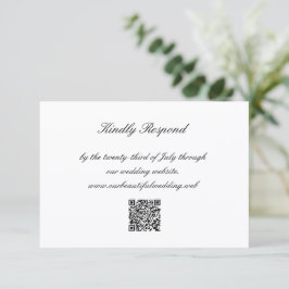 Classic Black and White QR Code Timeless Wedding RSVP Karte
