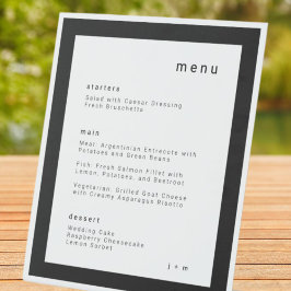 Classic black and white wedding menu Pedestal Sign Sockelschild