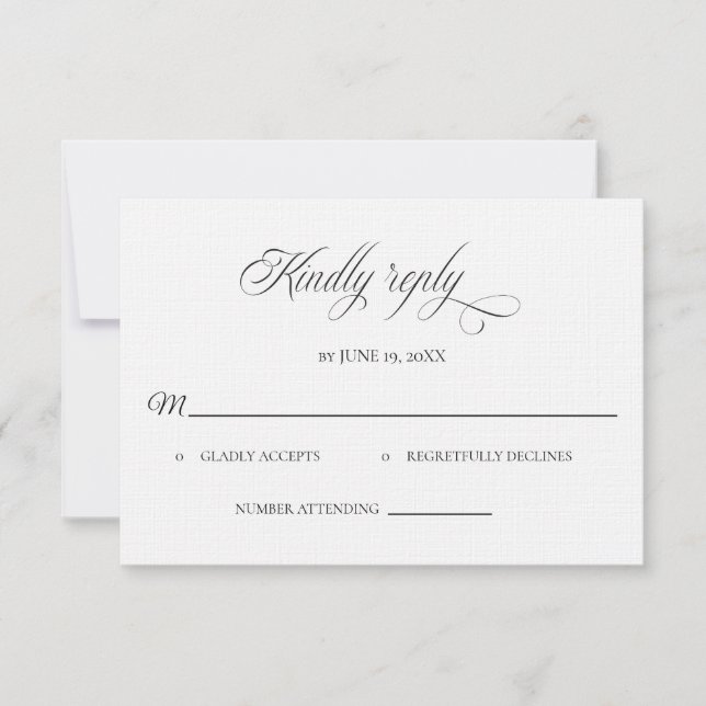 Classic Black and White Wedding RSVP card (Vorderseite)