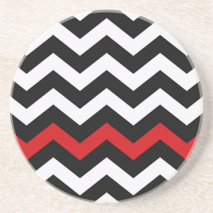 Classic Black and White Zigzag With Red Sandstein Untersetzer