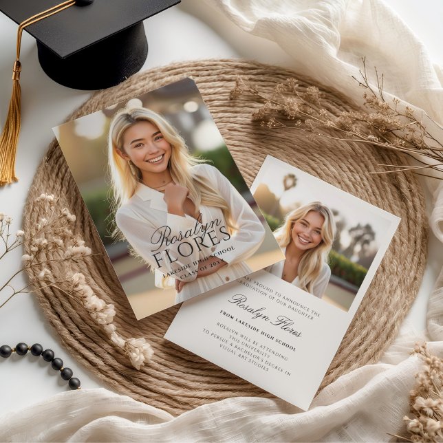 Classic Black Calligraphy Abschluss Ankündigung (Von Creator hochgeladen)