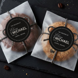 Classic Black Calligraphy Formal Wedding Runder Aufkleber