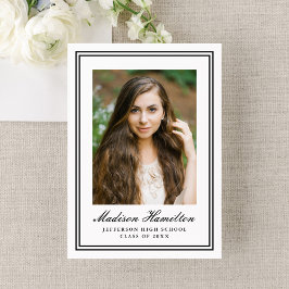 Classic Black Double Border Photo Graduation Ankündigung