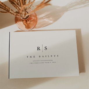 Classic Black & Ecru Monogram Wedding Gästebuch