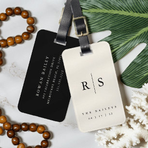 Classic Black & Ecru Monogram Wedding Gepäckanhänger