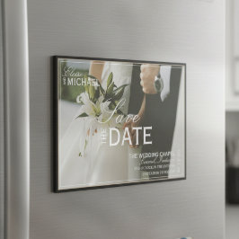 Classic Black Editorial Photo Save the Date Magnetkarte