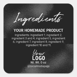 Classic Black Foil Ingredients Labels Quadratischer Aufkleber